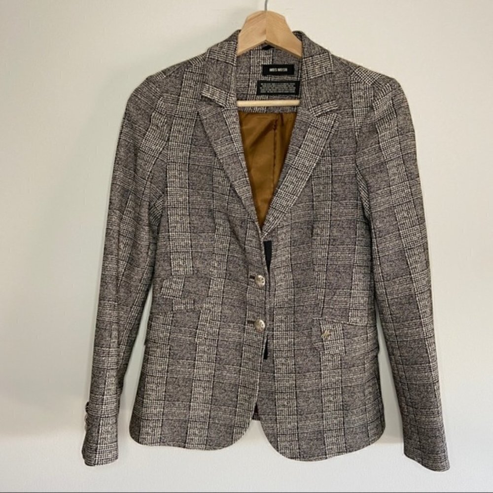 Mos Mosh Gray Plaid Tailored Blazer